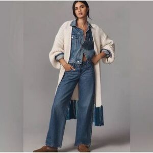 By Antropologie Multicolour Fringe Duster Kimono Cardigan One Size NWT